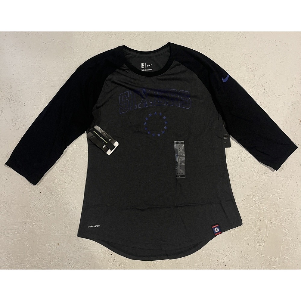 Nike Dri Fit Philadelphia 76ers Shirt Women's‎ Small AV6513-060 Gray Black